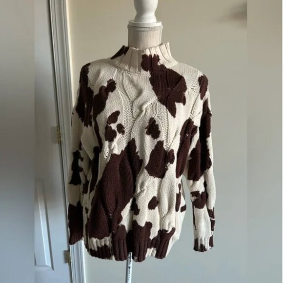 Anthropologie Callahan browny cow print pullover sweater size S - Picture 2 of 9